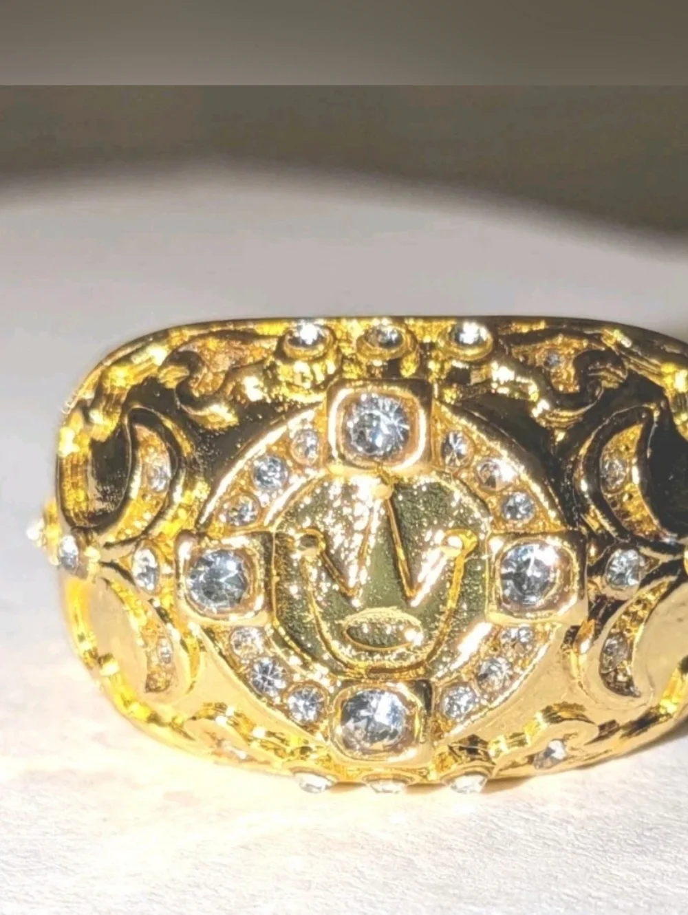 2Ct Round Real Moissanite Royal King Crown Wedding Ring 14K Yellow Gold Plated12